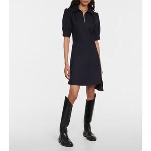 NWT See By Chloé A-line Cotton Blend Minidress Ink Navy US Size 6